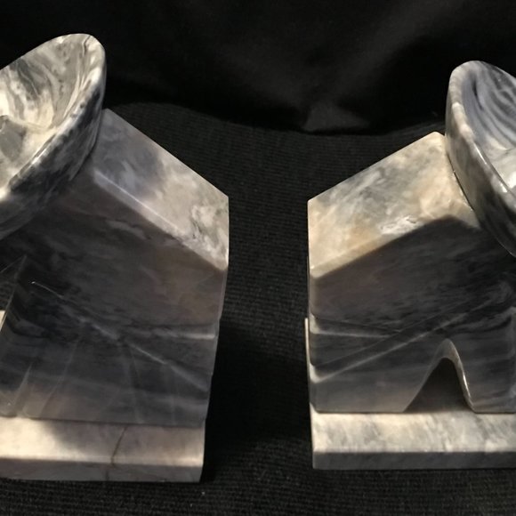 MARBLE SOMBRERO HAT MEXICAN SIESTA SCULPTED CARVED BOOKENDS - Picture 6 of 8